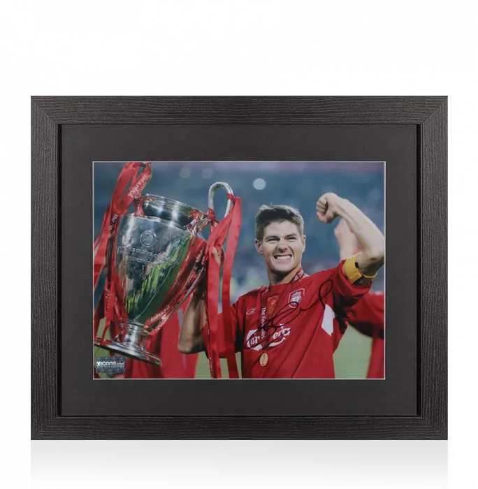 icons Steven Gerrard Signed Liverpool Photo In Black Wooden Frame: 2005 UEFA Champions League Winner