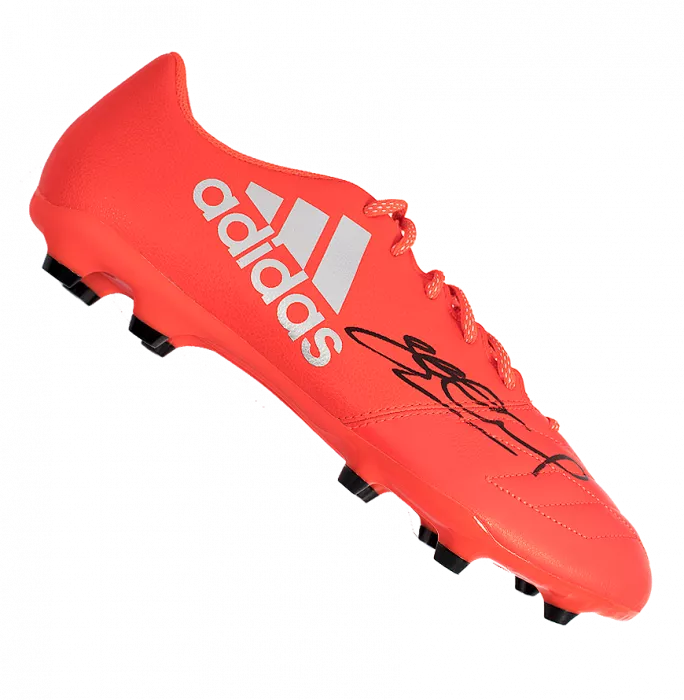Icons Steven Gerrard Signed Orange Adidas Boot In Acrylic Case
