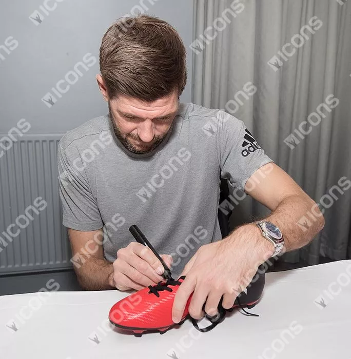 Icons Steven Gerrard Signed Red And Black Adidas 16.4 Boot