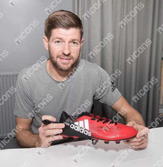 Icons Steven Gerrard Signed Red And Black Adidas 16.4 Boot