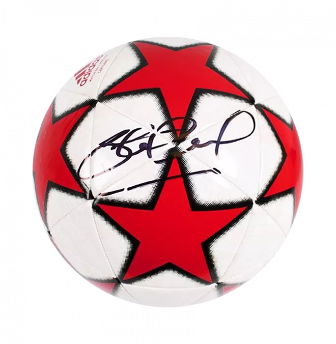 icons Steven Gerrard Signed Red & White UEFA Champions League Football