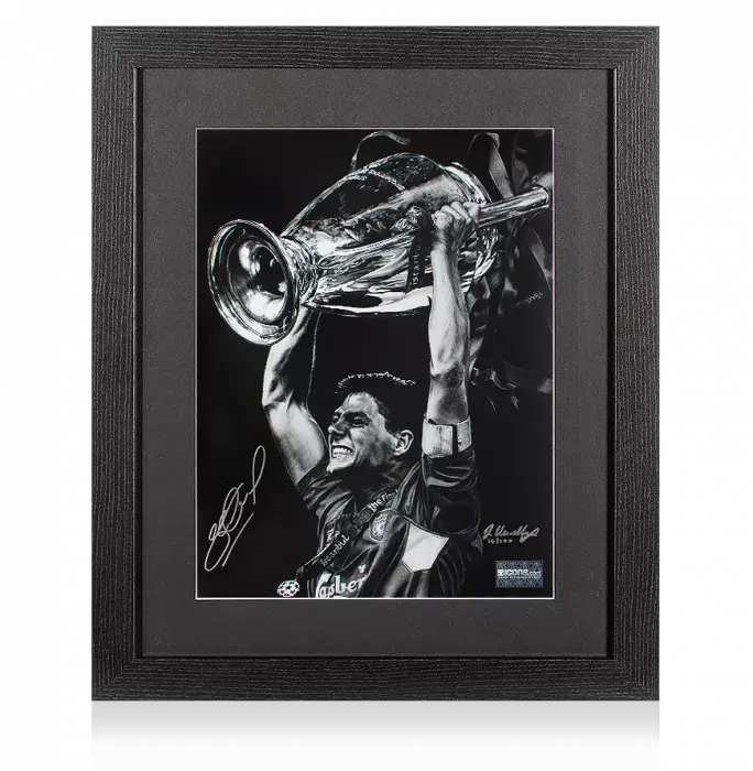 icons Steven Gerrard Signed Tribute Artwork In Black Wooden Frame: 2005 UEFA Champions League Winner