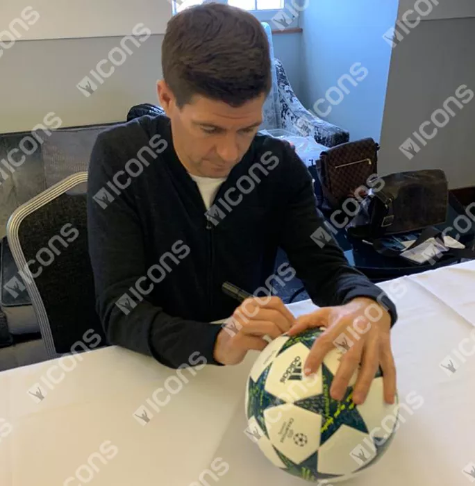 Icons Steven Gerrard Signed UEFA Champions League Football