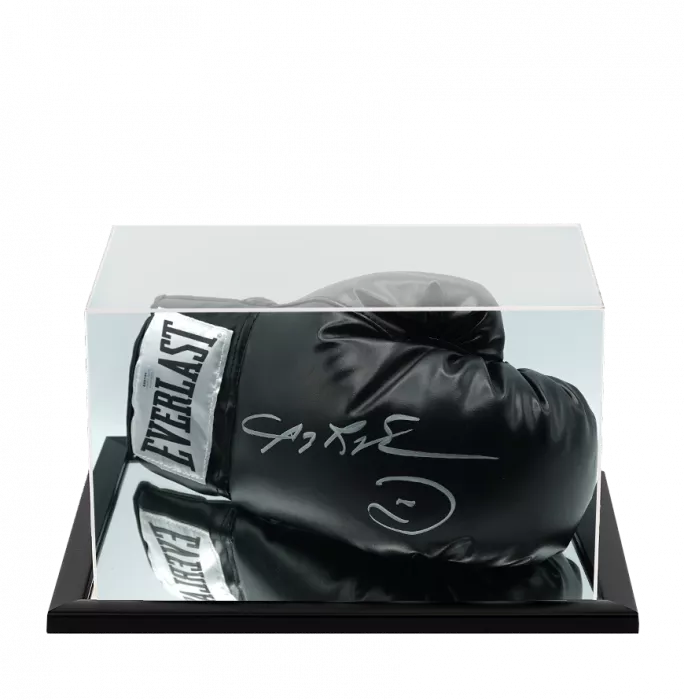 icons Sugar Ray Leonard Signed Everlast Black Boxing Glove In Acrylic Case