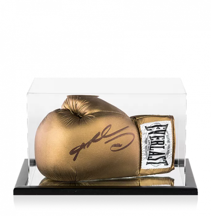 Icons Sugar Ray Leonard Signed Gold Everlast Boxing Glove In Acrylic Display Case