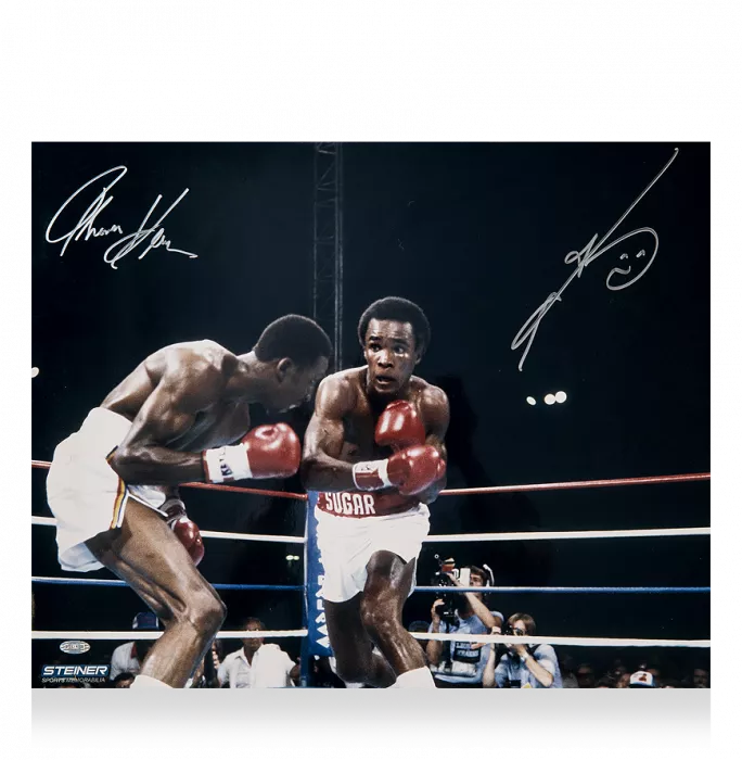 Icons Sugar Ray Leonard & Thomas Hearns Dual Signed Photo: The Showdown