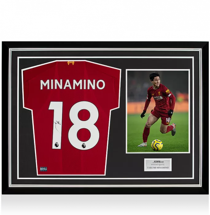 Icons Takumi Minamino Signed Liverpool 2019-20 Home Shirt In Hero Frame: Option 1