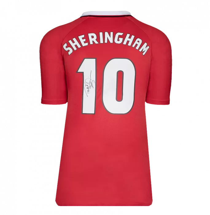 Icons Teddy Sheringham Back Signed Manchester United 1999 Home Shirt In Hero Frame: Option 1