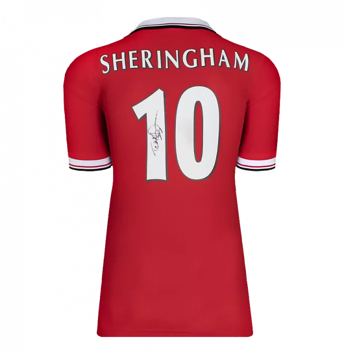 Icons Teddy Sheringham Back Signed Manchester United 1999 Home Shirt With Fan Style Numbers In Classic Frame