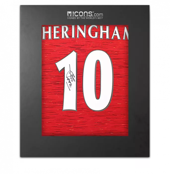 icons Teddy Sheringham Back Signed Manchester United 2020-21 Home Shirt With Fan Style Numbers In Deluxe Packaging