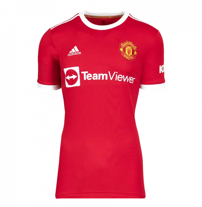Icons Teddy Sheringham Back Signed Manchester United 2021-22 Home Shirt With Fan Style Numbers In Hero Frame: Option 1