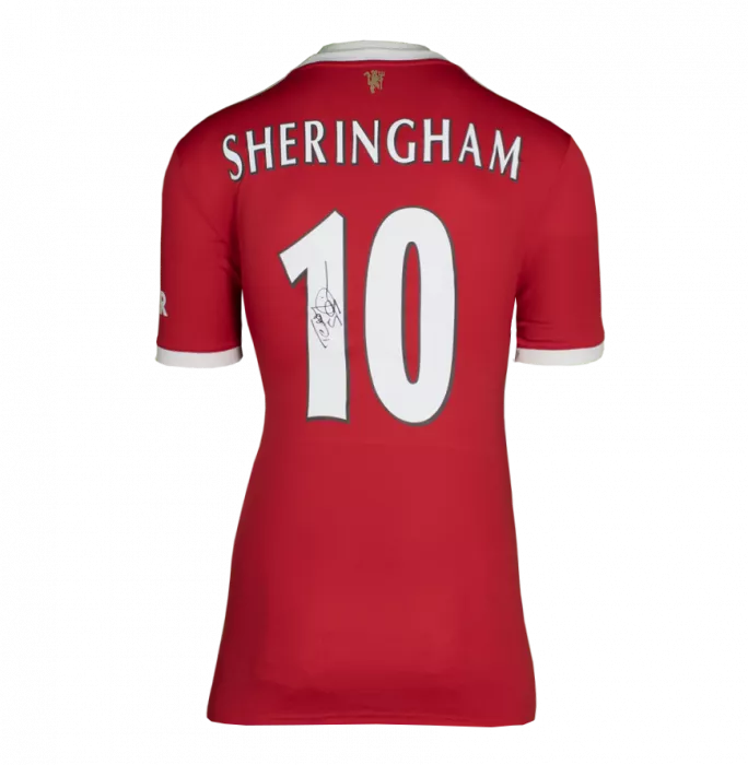 Icons Teddy Sheringham Back Signed Manchester United 2021-22 Home Shirt With Fan Style Numbers In Classic Frame
