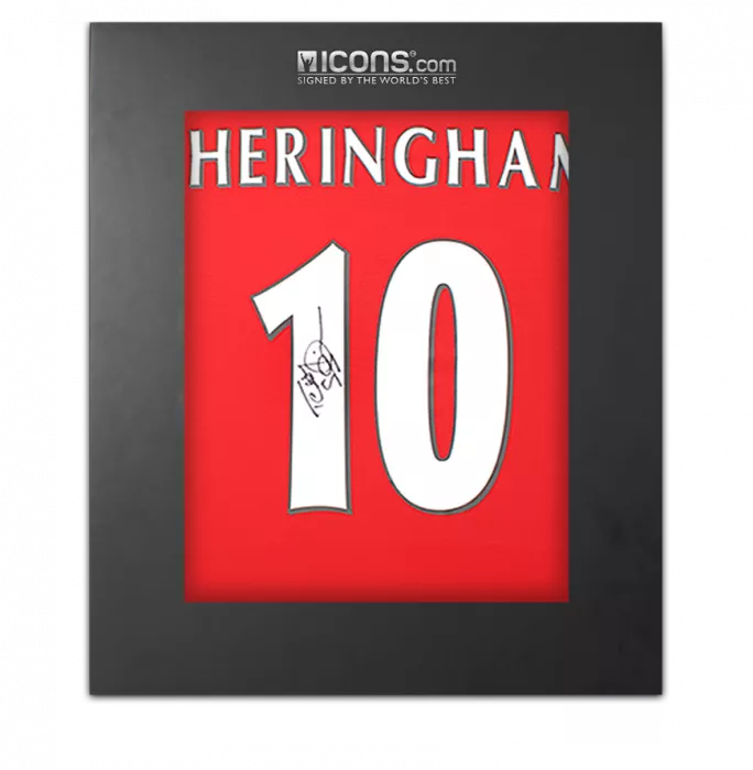 icons Teddy Sheringham Back Signed Manchester United 2021-22 Home Shirt With Fan Style Numbers In Deluxe Packaging