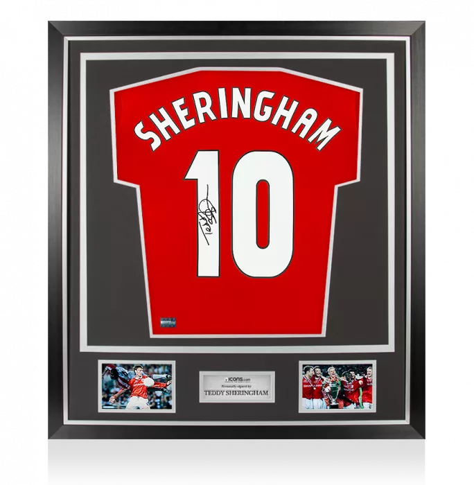 icons Teddy Sheringham Back Signed Manchester United Home Shirt In Classic Frame