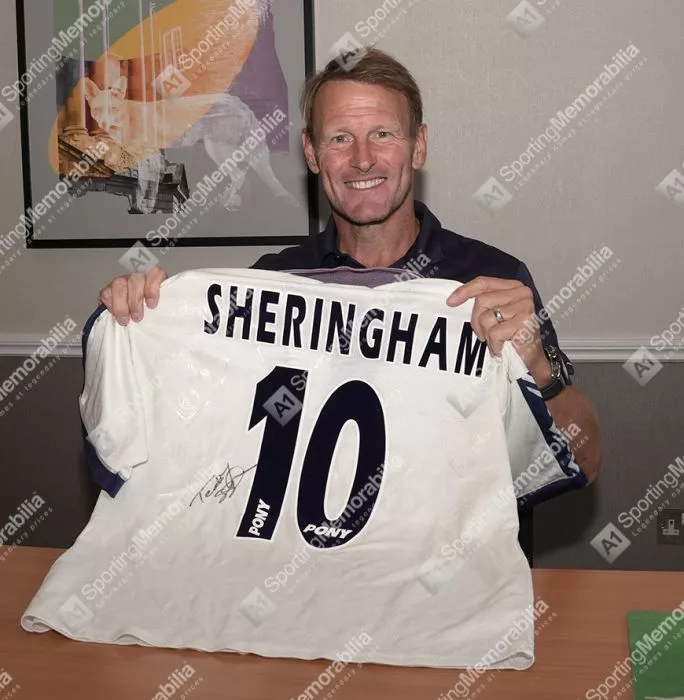 Icons Teddy Sheringham Back Signed Tottenham Hotspur 1995-97 Home Shirt In Deluxe Packaging