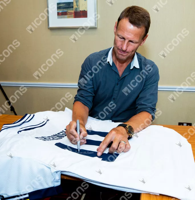 Icons Teddy Sheringham Back Signed Tottenham Hotspur 1993-95 Home Shirt In Hero Frame: Option 1