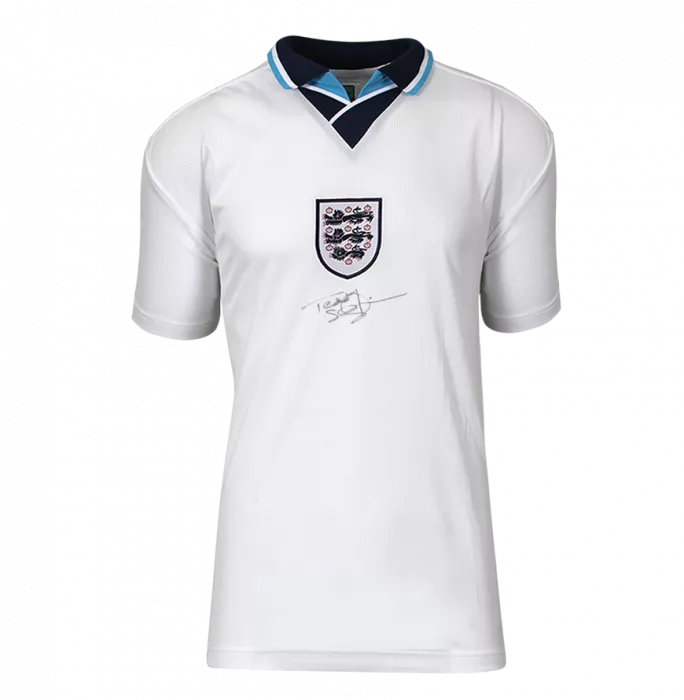 Icons Teddy Sheringham Front Signed England 1996 Home Shirt In Hero Frame: Option 1