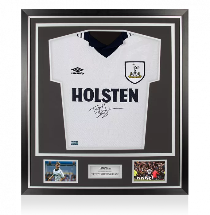 icons Teddy Sheringham Front Signed Tottenham Hotspur 1994 Home Shirt In Classic Frame