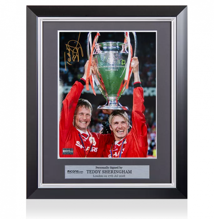 icons Teddy Sheringham Signed and Framed Manchester United Photo: 1999 UEFA Champions League Winner