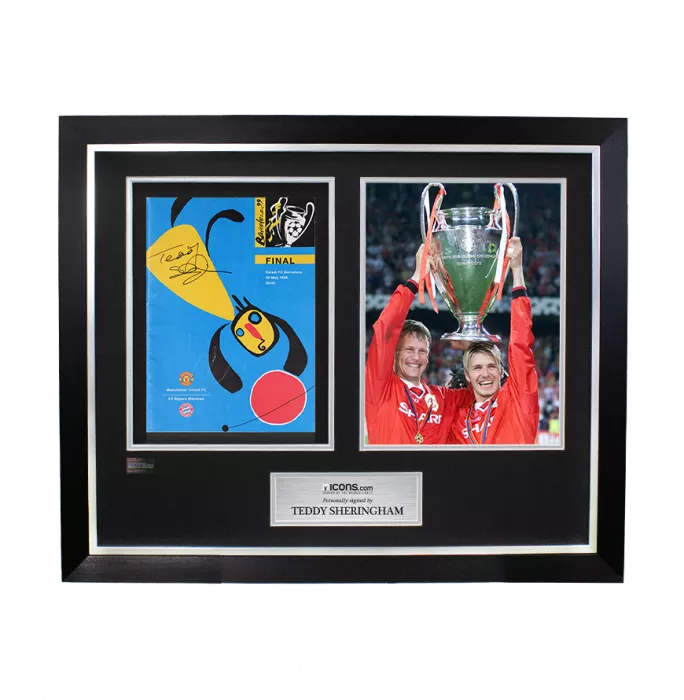 icons Teddy Sheringham Signed and Framed Programme: 1999 UEFA Champions League Final