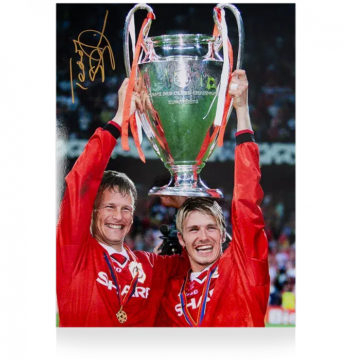 Icons Teddy Sheringham Signed Manchester United Photo In Black Wooden Frame: 1999 UEFA Champions League Winner