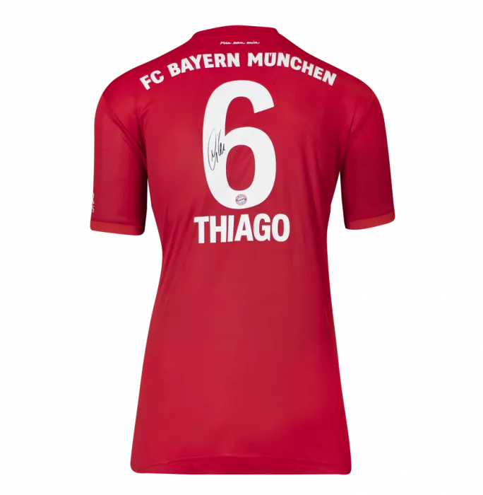 Icons Thiago Alcantara Back Signed Bayern Munich 2019-20 Home Shirt In Hero Frame: Option 1