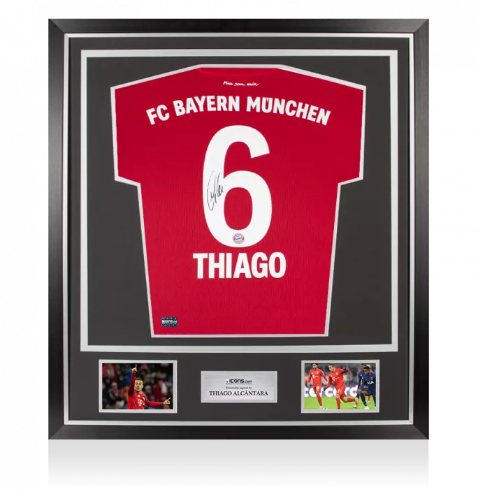 icons Thiago Alcantara Back Signed Bayern Munich 2019-20 Home Shirt In Classic Frame