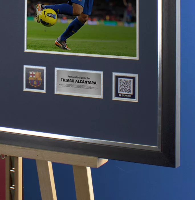 Icons Thiago Alcantara Official FC Barcelona Back Signed And Framed 2011-12 Home Shirt With Fan Style Numbers