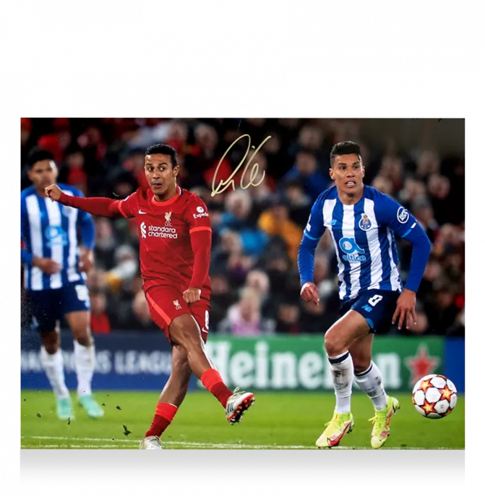 Icons Thiago Alcantara Official UEFA Champions League Signed And Framed Liverpool FC Photo: UEFA Champions League Star
