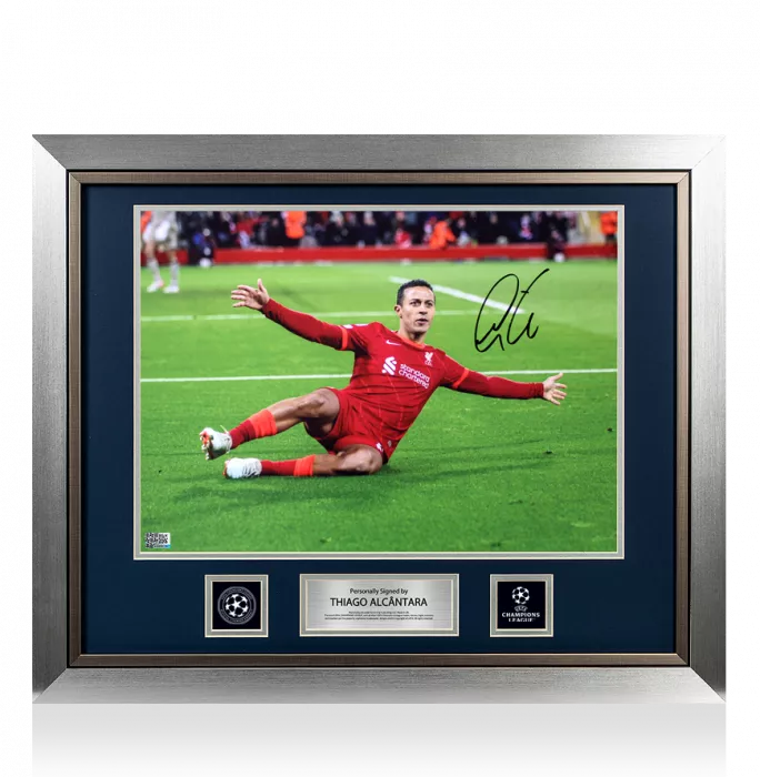icons Thiago Alcantara Official UEFA Champions League Signed and Framed Liverpool FC Photo: UEFA Champions League Celebration