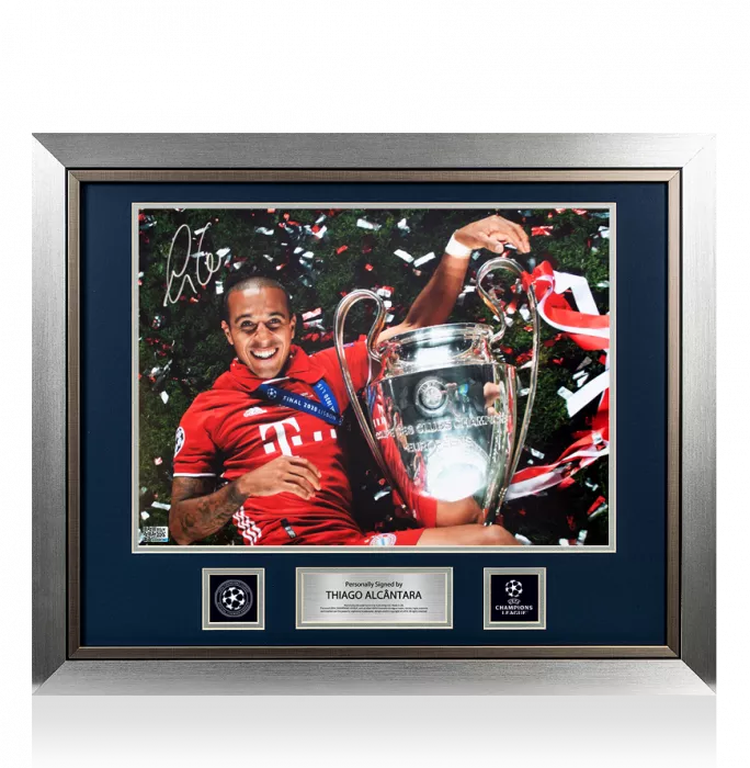 Icons Thiago Alcantara Official UEFA Champions League Signed And Framed FC Bayern Munich Photo: UEFA Champions League Winner