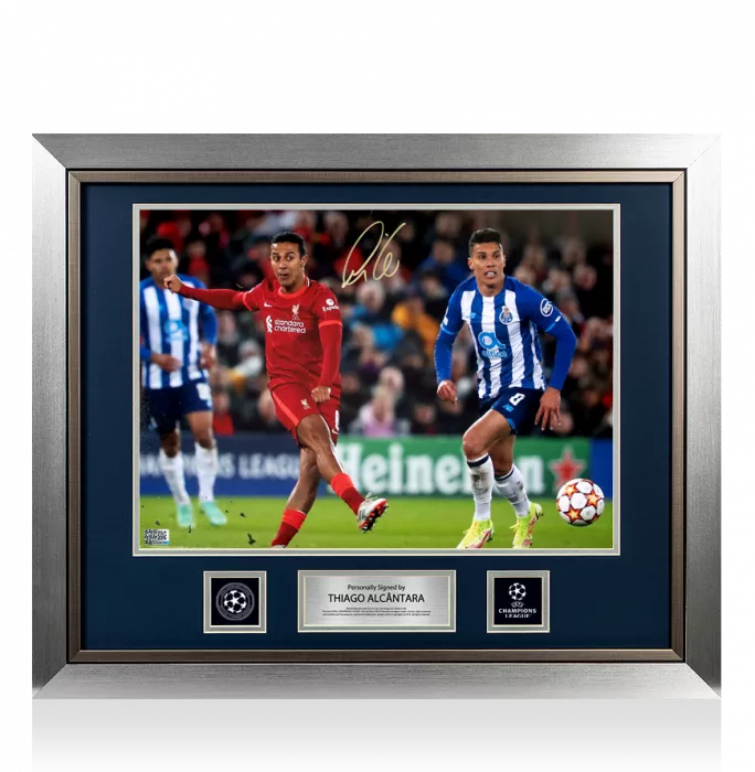 icons Thiago Alcantara Official UEFA Champions League Signed and Framed Liverpool FC Photo: UEFA Champions League Star