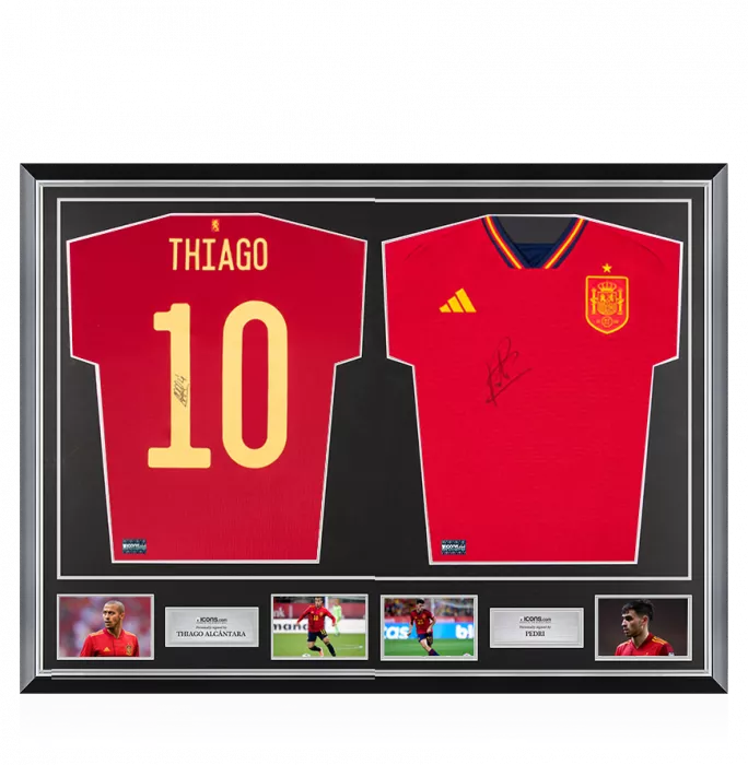 icons Thiago Alcantara & Pedri Signed Spain Shirts In Classic Dual Frame