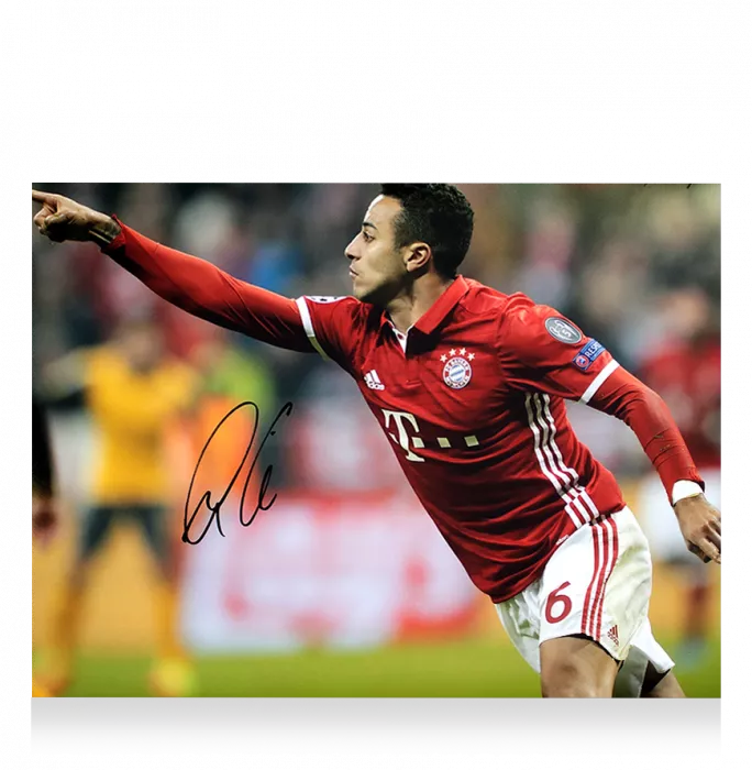 Icons Thiago Alcantara Signed FC Bayern Munich Photo In Premium Photo Frame: UEFA Champions League Star