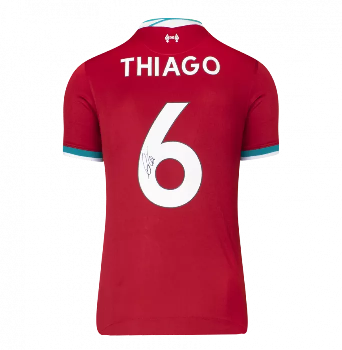 Icons Thiago Alcantara Signed Liverpool 2020-21 Home Shirt With Fan Style Numbers In Hero Frame: Option 1