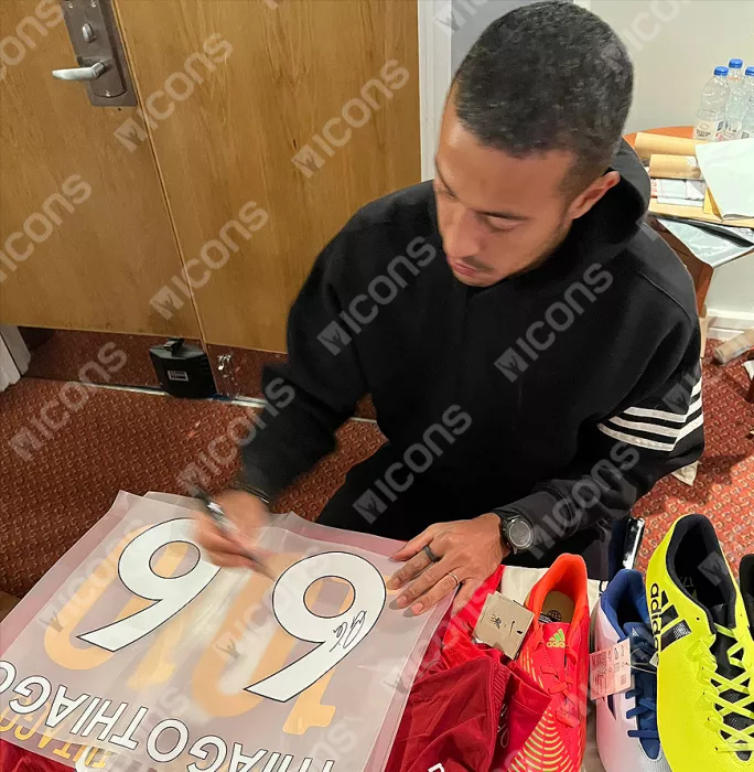 Icons Thiago Alcantara Signed Liverpool 2020-21 Home Shirt With Fan Style Numbers In Classic Frame