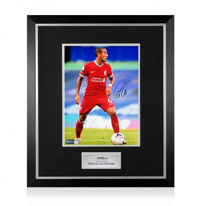 icons Thiago Alcantara Signed Liverpool FC Photo In Premium Photo Frame: Reds Star