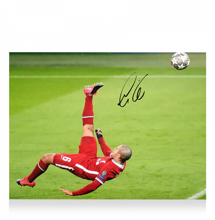 Icons Thiago Alcantara Signed Liverpool FC Photo In Premium Photo Frame: Overhead Kick