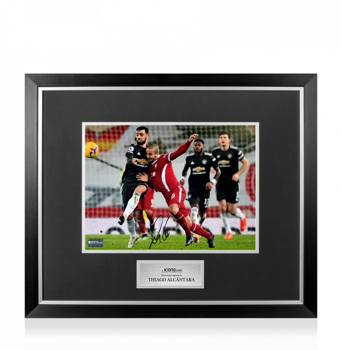 icons Thiago Alcantara Signed Liverpool FC Photo In Premium Photo Frame: Midfield Battler