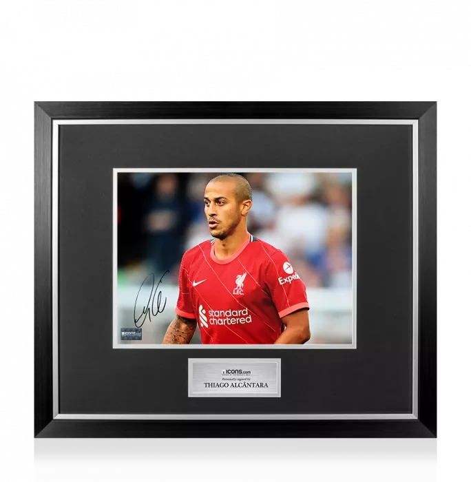 icons Thiago Alcantara Signed Liverpool FC Photo In Premium Photo Frame: Midfield Maestro