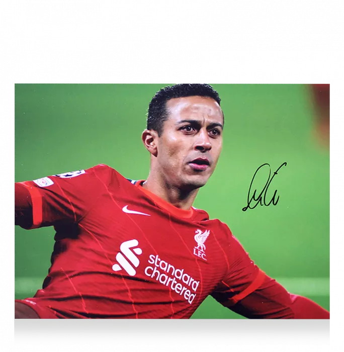 Icons Thiago Alcantara Signed Liverpool FC Photo In Premium Photo Frame: Celebration Close Up