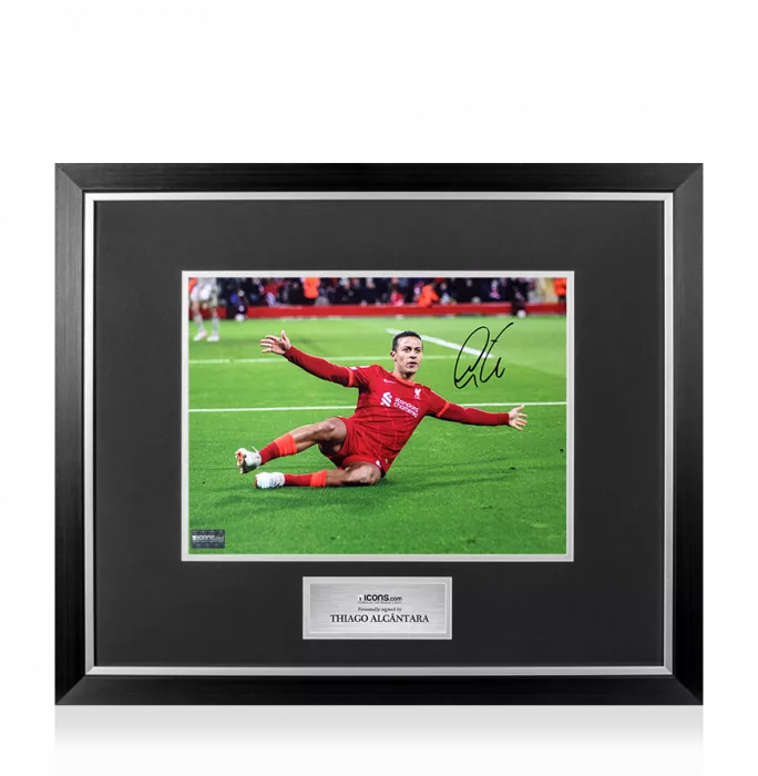 icons Thiago Alcantara Signed Liverpool FC Photo In Premium Photo Frame: UEFA Champions League Celebration
