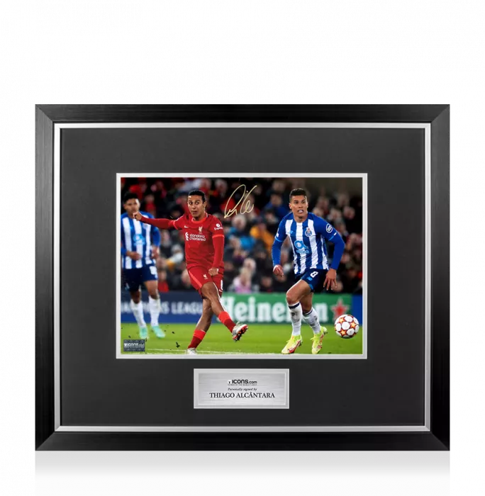 icons Thiago Alcantara Signed Liverpool FC Photo In Premium Photo Frame: UEFA Champions League Star
