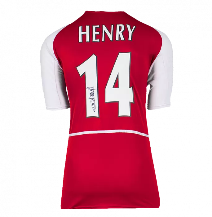 Icons Thierry Henry Back Signed Arsenal 2002-04 Home Shirt With Fan Style Numbers In Deluxe Packaging