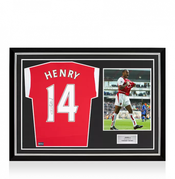 icons Thierry Henry Back Signed Arsenal 2021-22 Home Shirt In Hero Frame: Option 1
