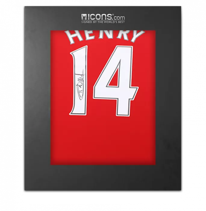 icons Thierry Henry Back Signed Arsenal 2022-23 Home Shirt with Fan Style Numbers In Deluxe Packaging