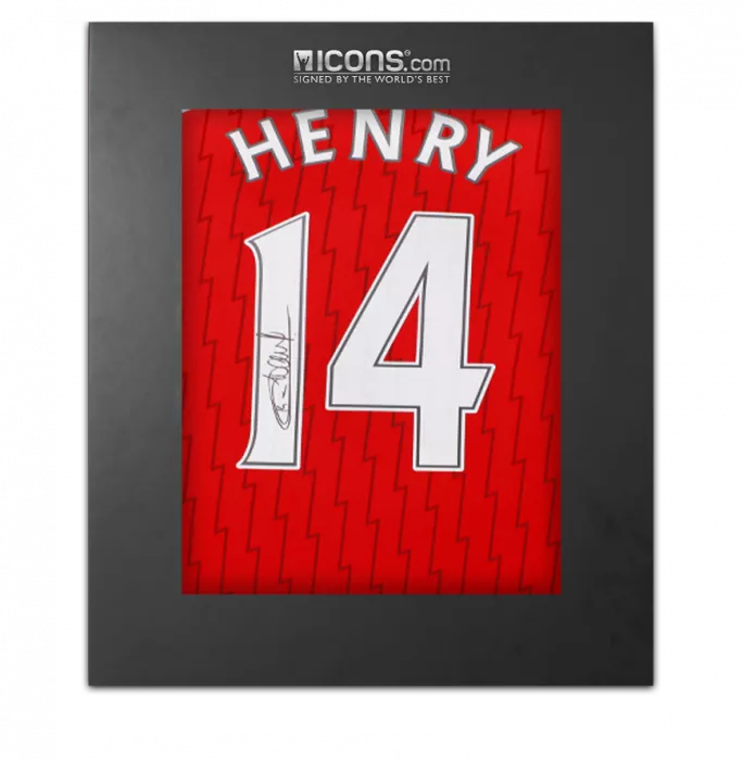 icons Thierry Henry Back Signed Arsenal 2023-24 Home Shirt In Deluxe Packaging