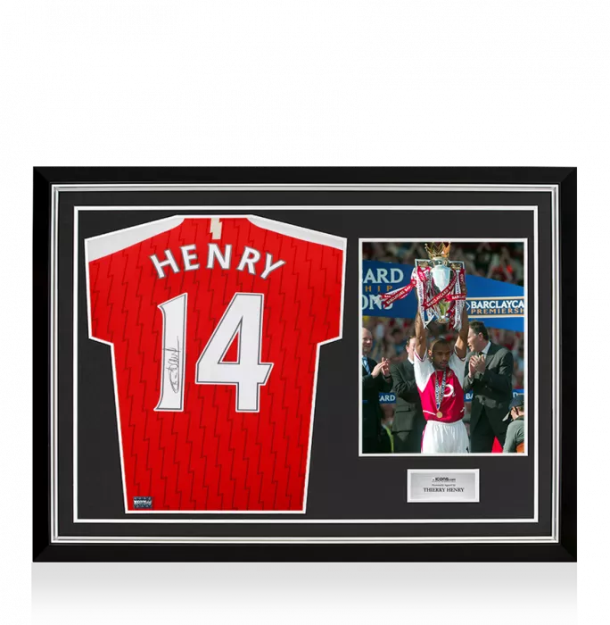 icons Thierry Henry Back Signed Arsenal 2023-24 Home Shirt In Hero Frame: Option 1