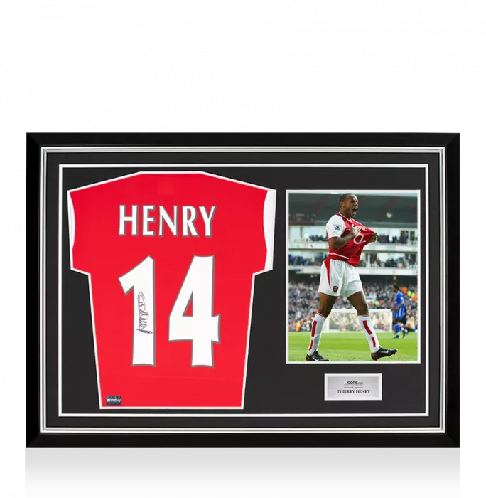 icons Thierry Henry Back Signed Modern Arsenal Home Shirt In Hero Frame: Option 1