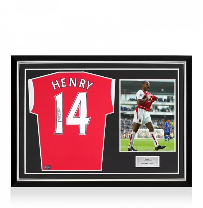 icons Thierry Henry Back Signed Modern Arsenal Home Shirt In Hero Frame: Option 1